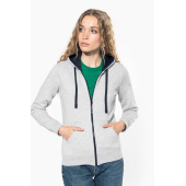 Damessweater met rits en capuchon in contrasterende kleur